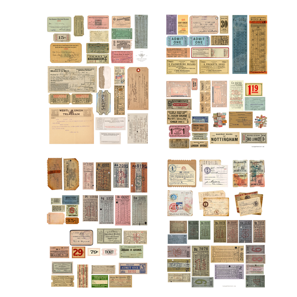 Vintage Tickets Junk Journal Printable Kit – 5 Pages