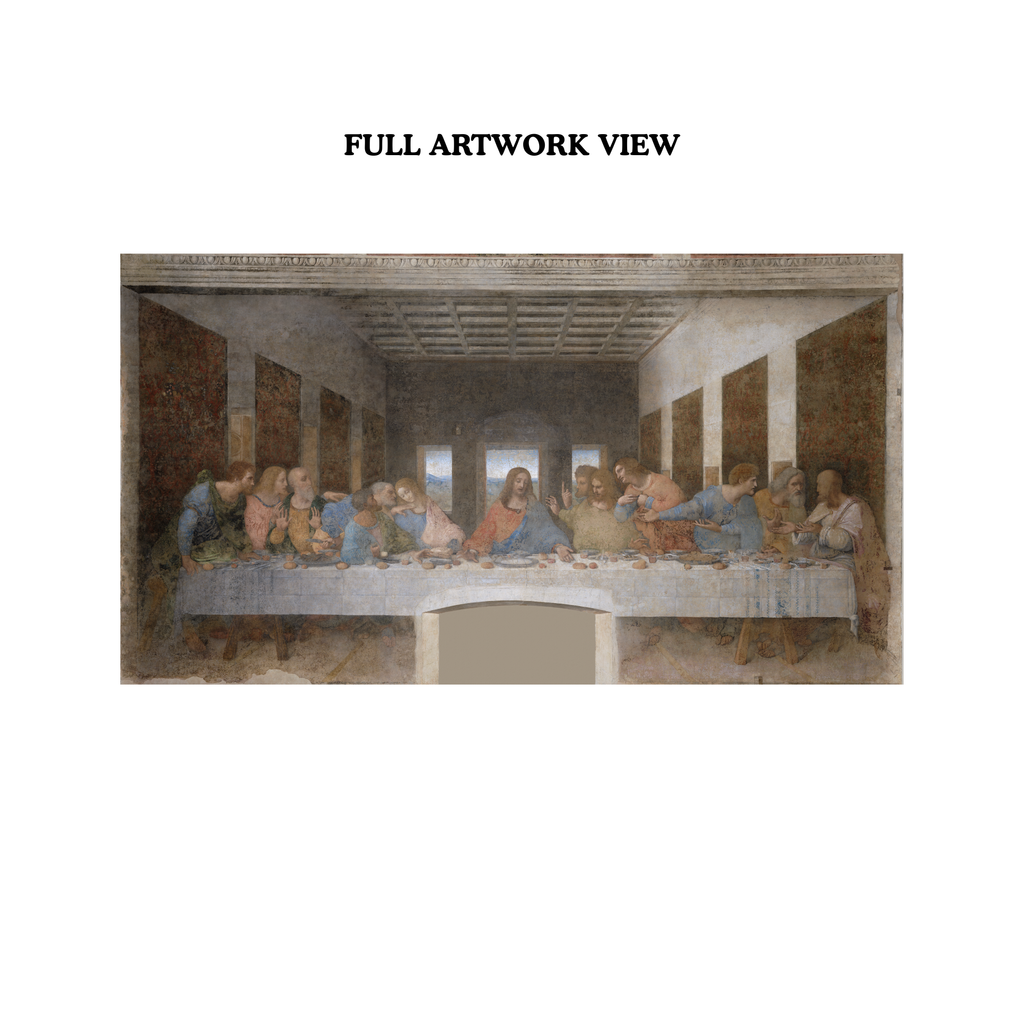 Full view of The Last Supper by Leonardo da Vinci 1495 to 1498 Renaissance masterpiece
