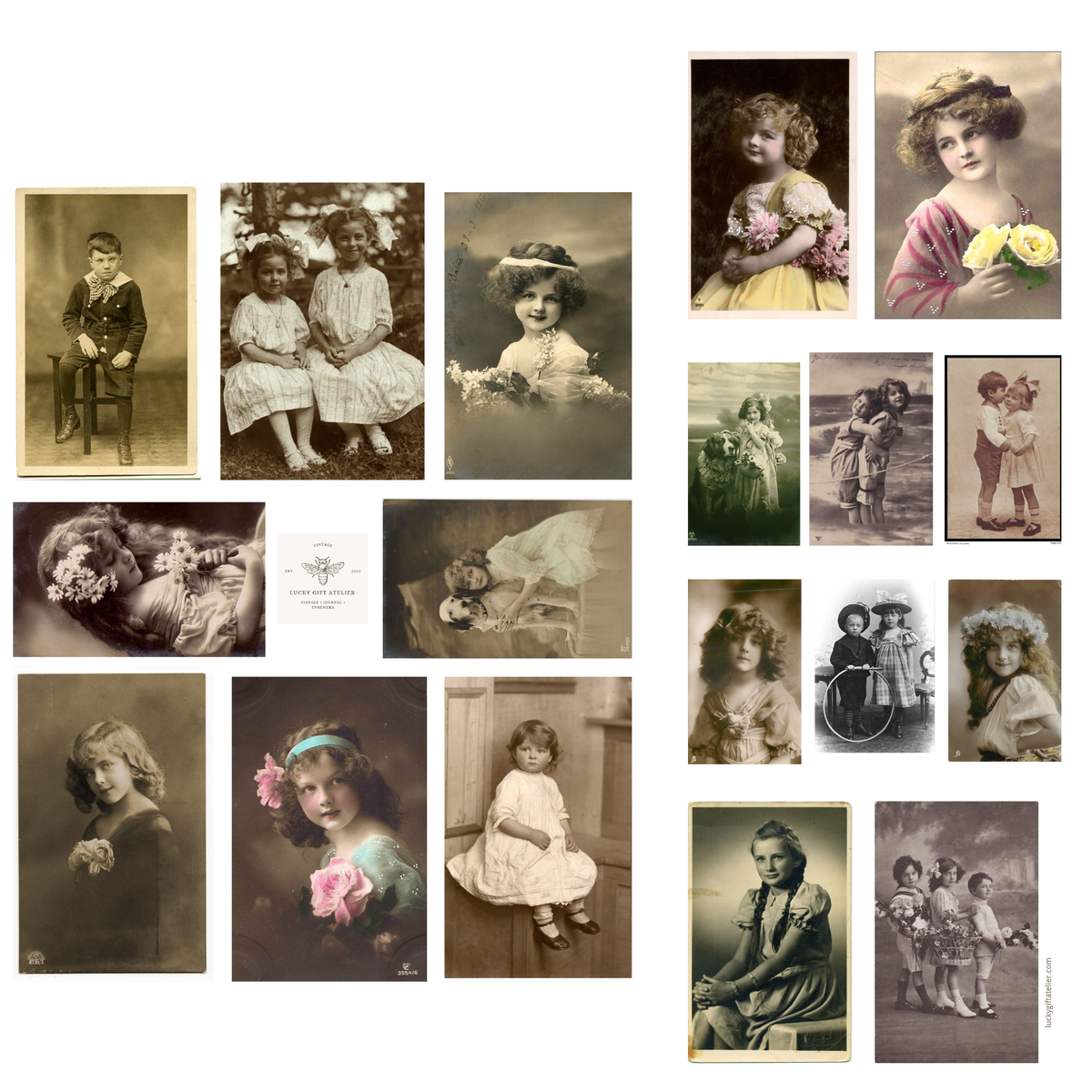 Victorian children photographs printable ephemera collection