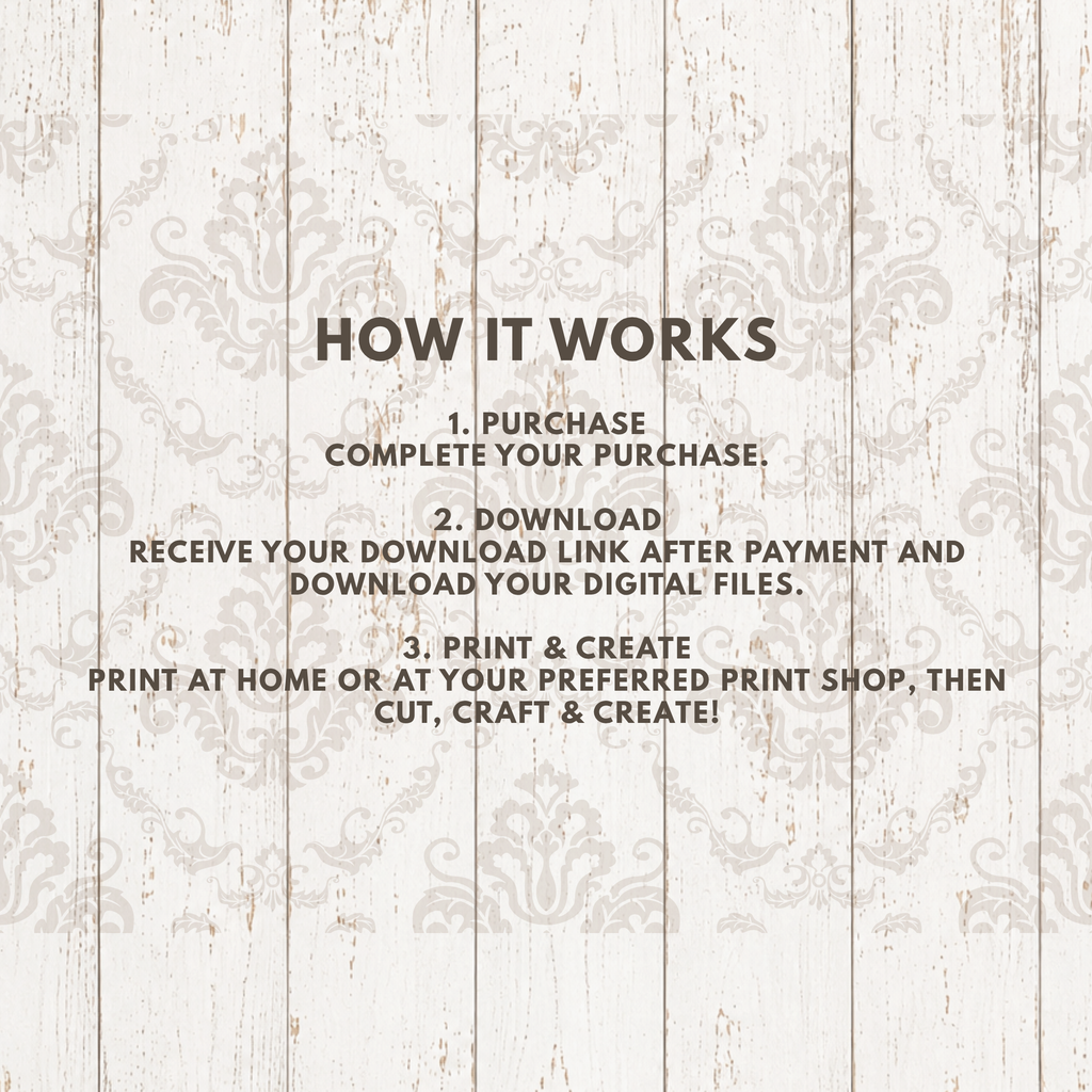 How it works guide for purchasing, downloading and printing the vintage butterfly junk journal digital files.