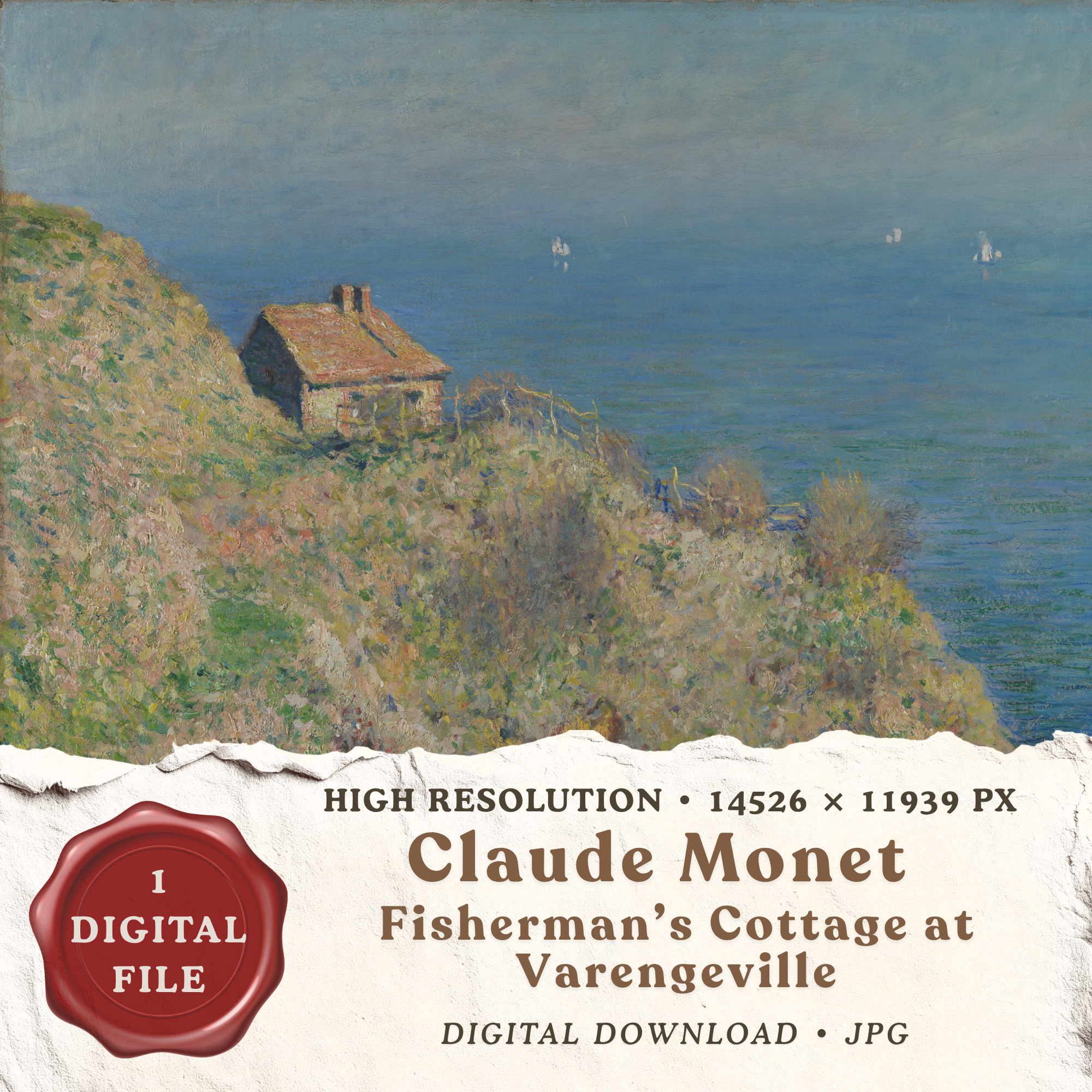 Claude Monet Fisherman's Cottage printable wall art digital download