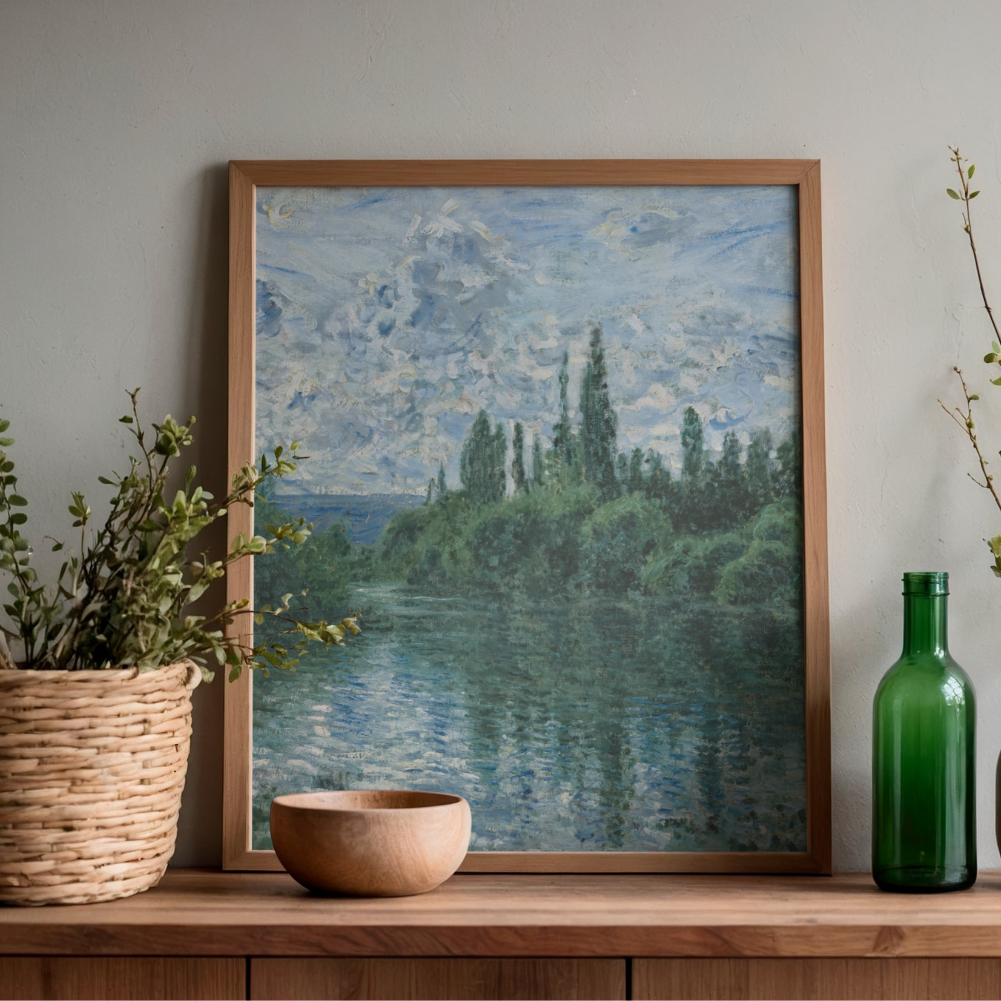Claude Monet The Seine at Giverny printable art framed wall mockup