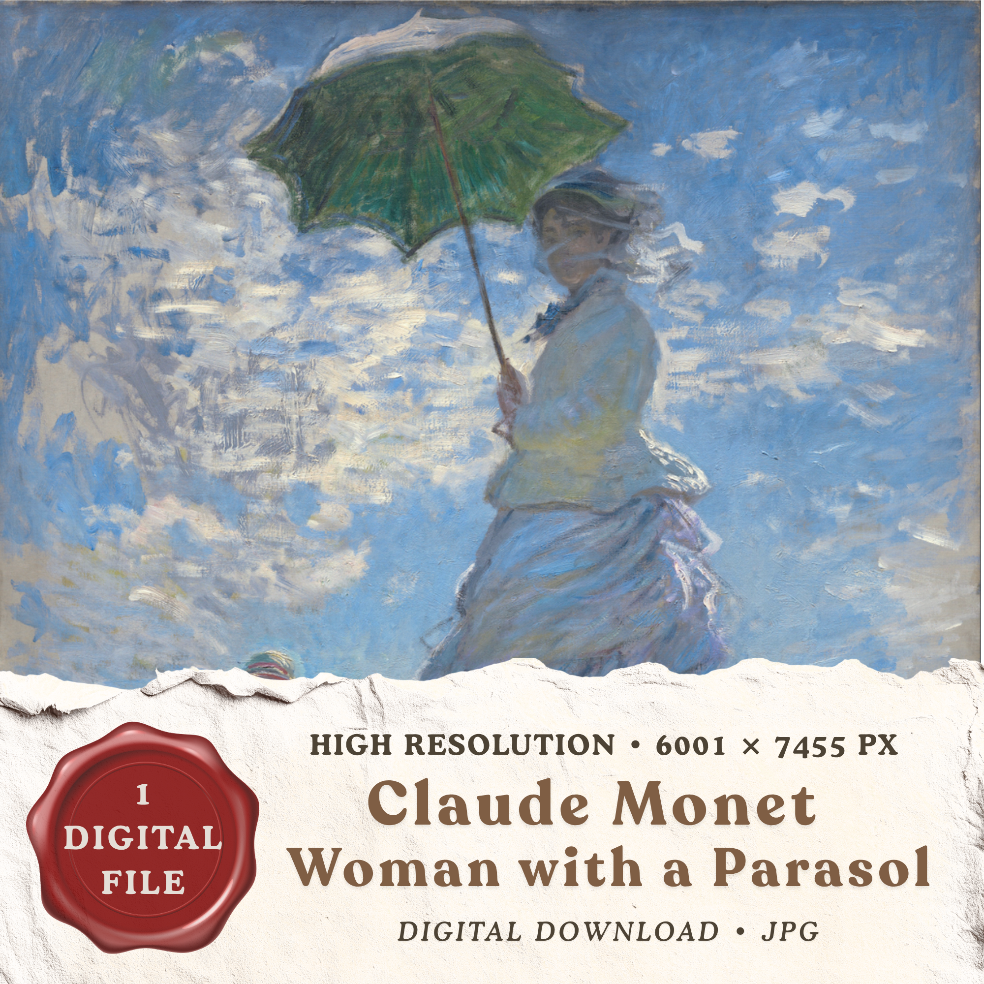 Claude Monet Woman with a Parasol printable wall art digital download