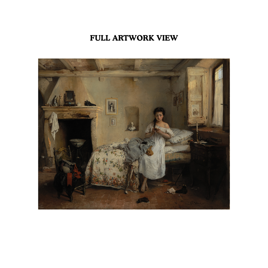 Full artwork view of Gerolamo Induno Sad Presentiment 1862 Italian painting