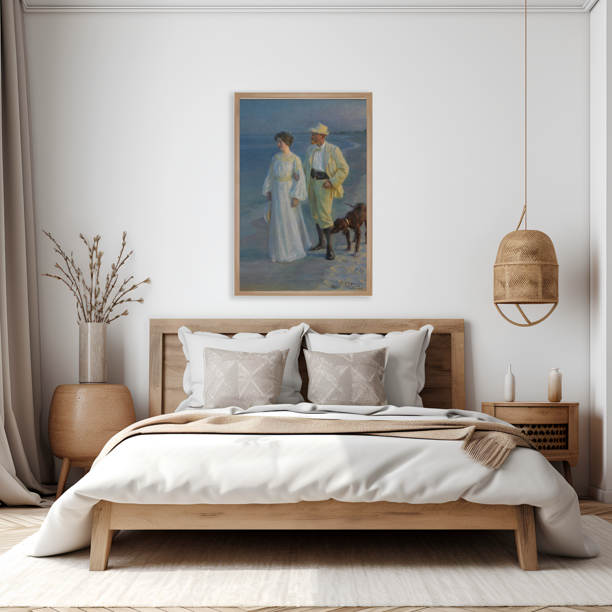 Peder Severin Kroyer Skagen Beach painting displayed as framed bedroom wall art