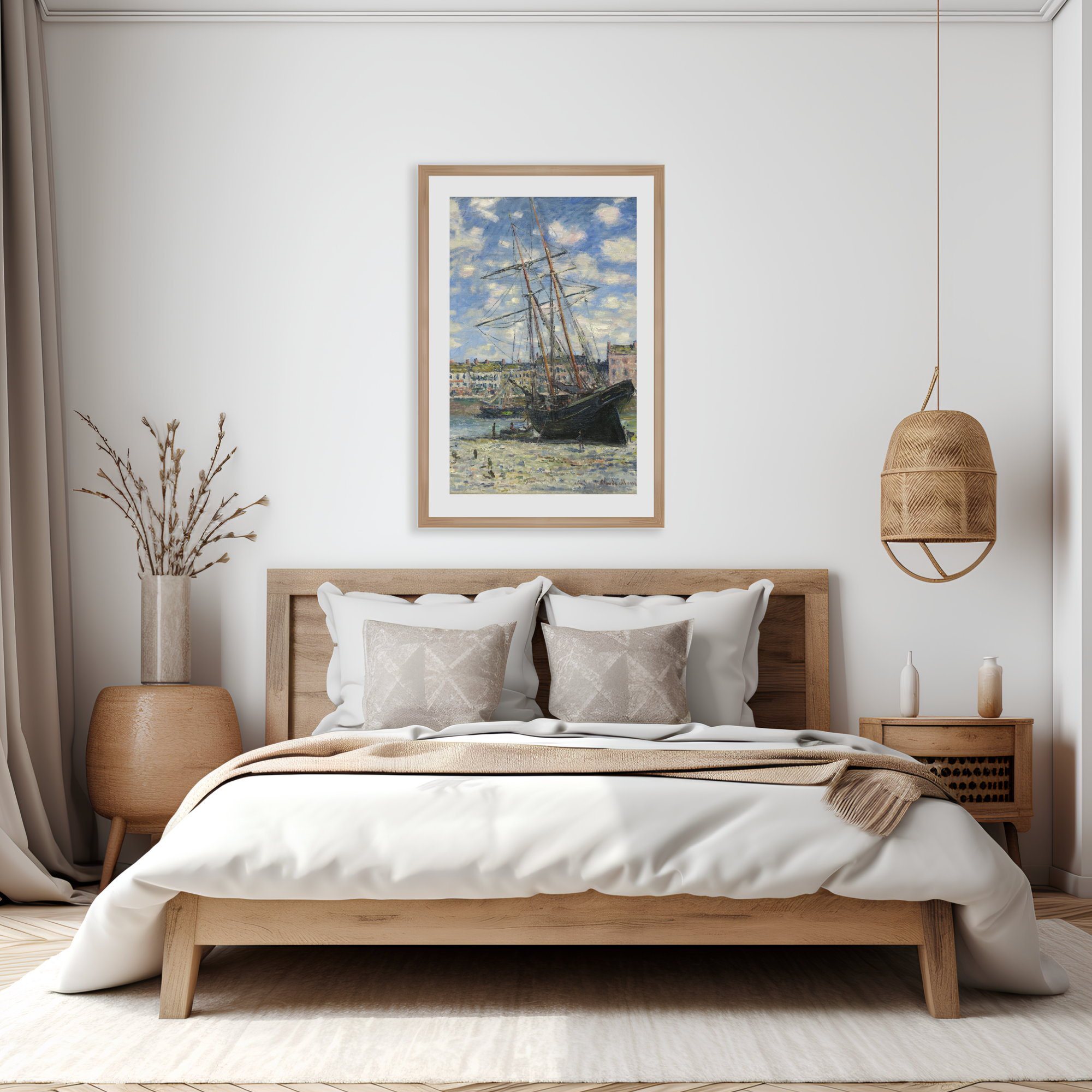 Monet Boats at Low Tide printable bedroom wall art