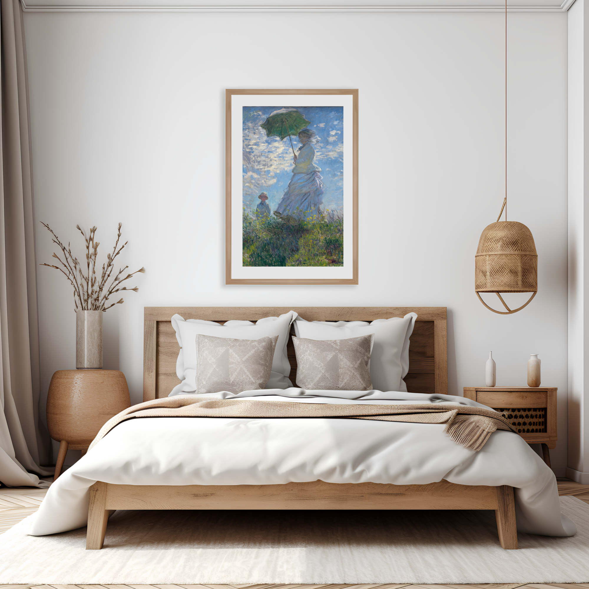 Claude Monet Woman with a Parasol framed wall art mockup