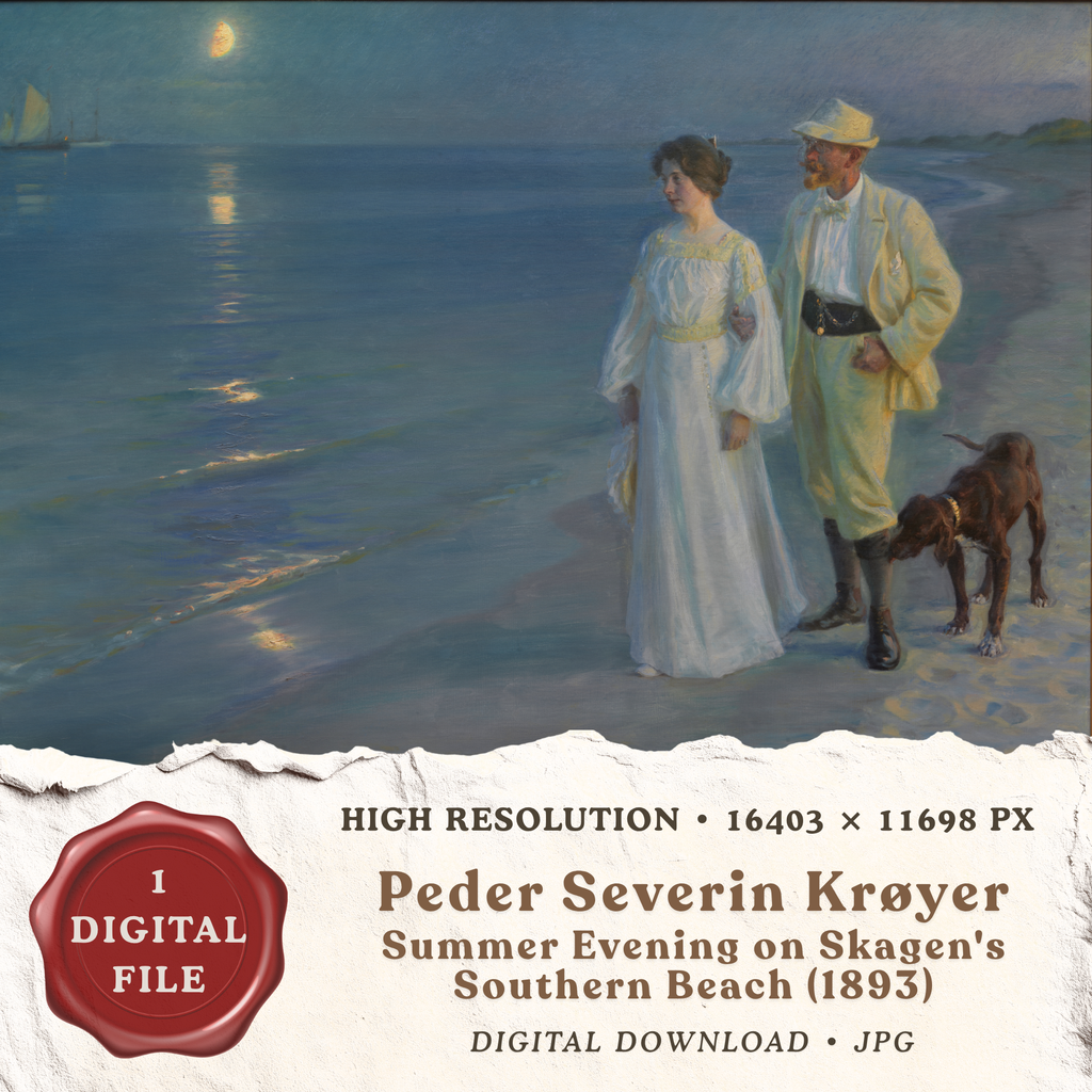 Peder Severin Kroyer Summer Evening at Skagen Beach high-resolution printable wall art digital download