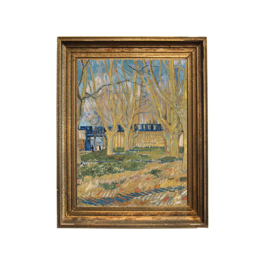 Van Gogh Avenue of Plane Trees vintage art printable in antique gold frame