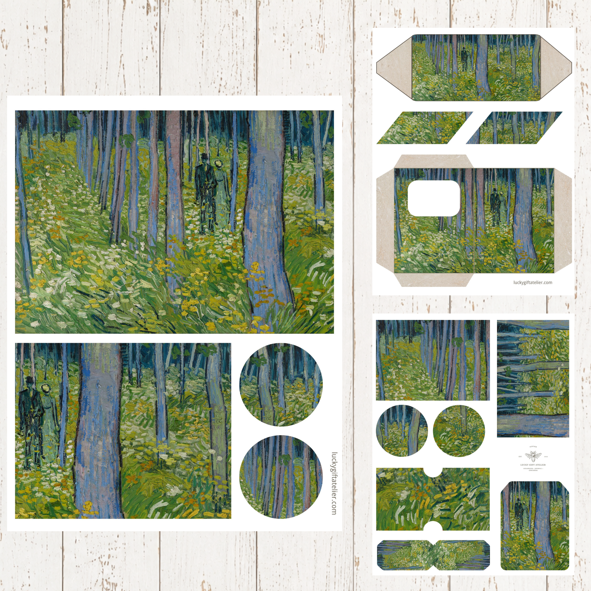 Van Gogh junk journal printable pages and vintage paper craft elements