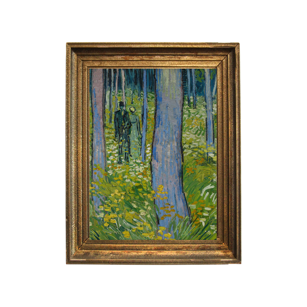 Van Gogh Undergrowth with Two Figures vintage framed artwork