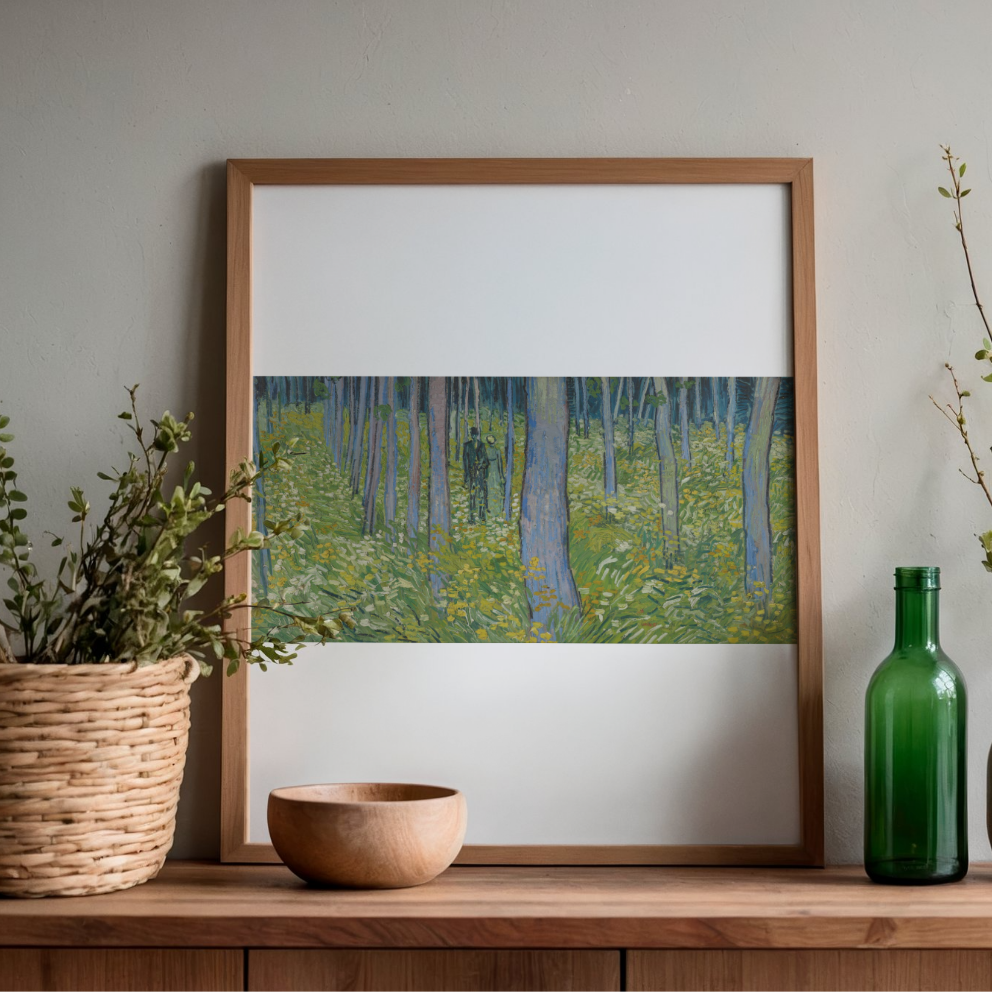 Van Gogh Undergrowth with Two Figures framed wall art mockup