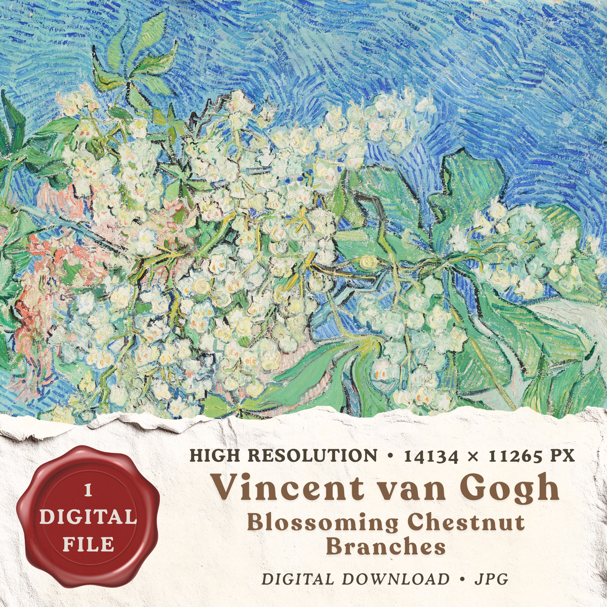 Vincent van Gogh Blossoming Chestnut Branches printable wall art digital download