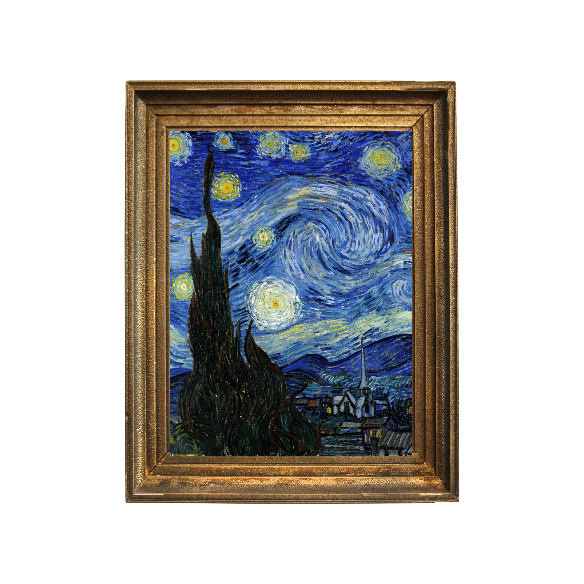 The Starry Night by Vincent van Gogh framed wall art mockup
