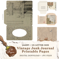 Vintage architecture junk journal printable with antique architectural drawing and handwritten document