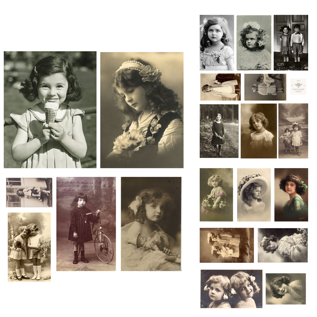 Antique childhood portraits vintage junk journal printable
